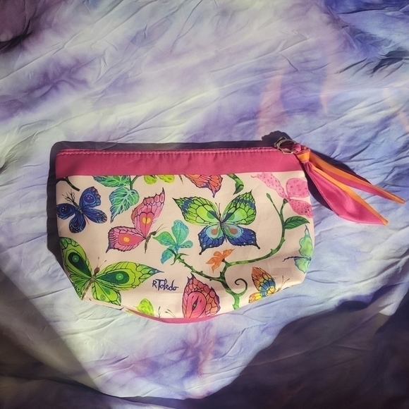 Estee Lauder Cosmetic Bag Butterfly Multicolored Makeup Zip Case - Picture 12 of 12